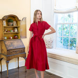 Kate Dress Dupioni - Cranberry