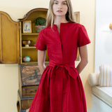 Kate Dress Dupioni - Cranberry