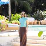 Tramell Top Poplin - Dusty Aqua