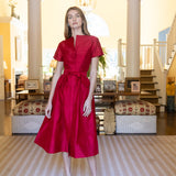Kate Dress Dupioni - Cranberry