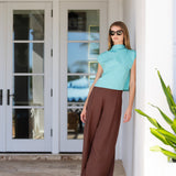 Tramell Top Poplin - Dusty Aqua