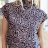 Tramell Top Dupioni - Noir Castillo Medallion
