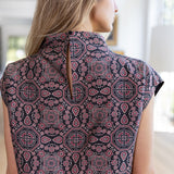 Tramell Top Dupioni - Noir Castillo Medallion