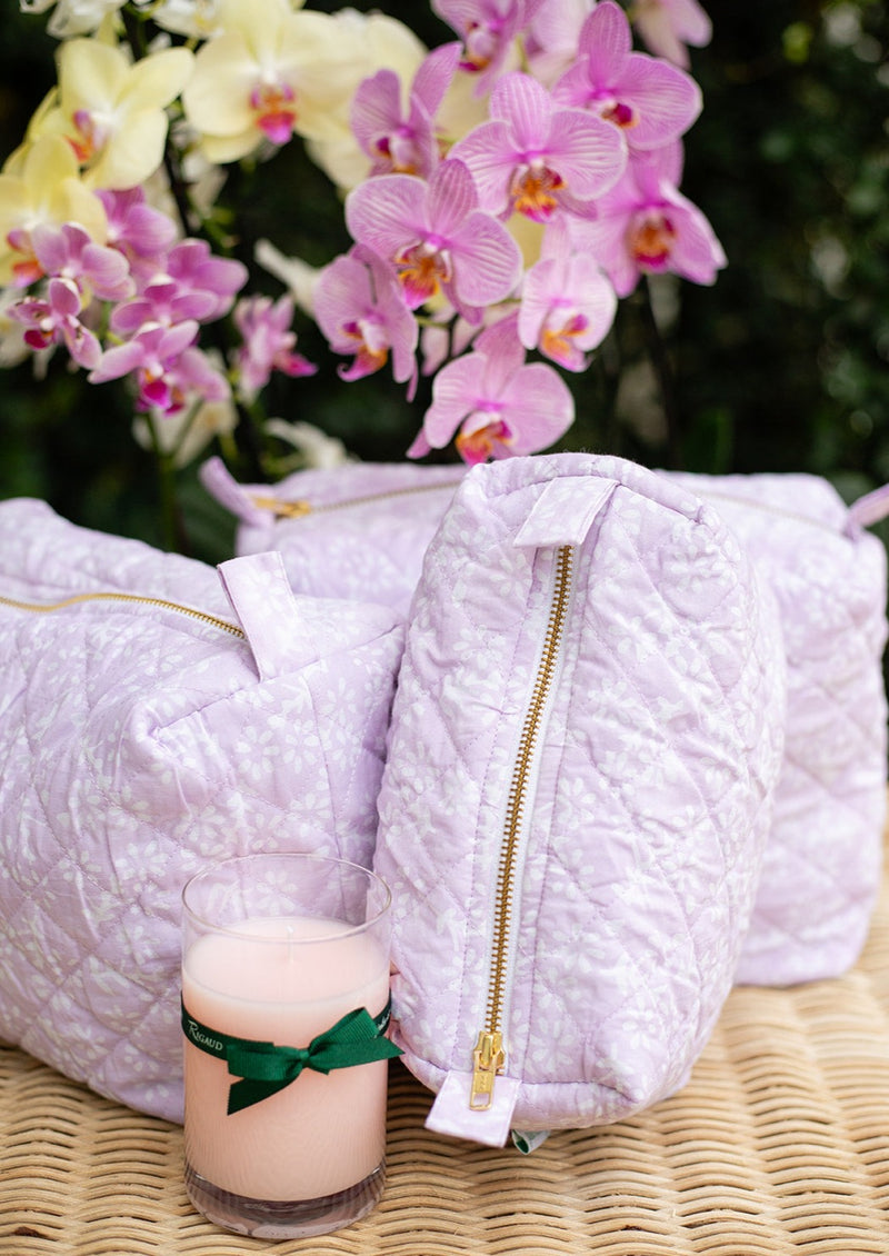 lilac printed makeup bags