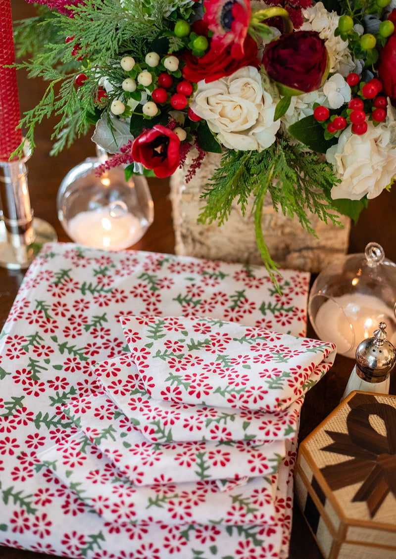 red and green tablecloth