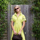 Mustique Pintuck Dress - Chartreuse