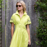 Mustique Pintuck Dress - Chartreuse