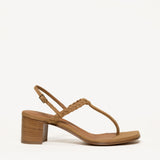 JA x M. Gemi Treccina Block Heel Sandal - Saddle