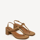 JA x M. Gemi Treccina Block Heel Sandal - Saddle