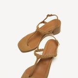 JA x M. Gemi Treccina Block Heel Sandal - Saddle