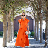 Betty Dress Dupioni - Tangerine
