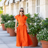Betty Dress Dupioni - Tangerine