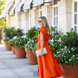 Betty Dress Dupioni - Tangerine