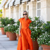 Betty Dress Dupioni - Tangerine
