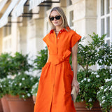 Betty Dress Dupioni - Tangerine