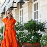 Betty Dress Dupioni - Tangerine