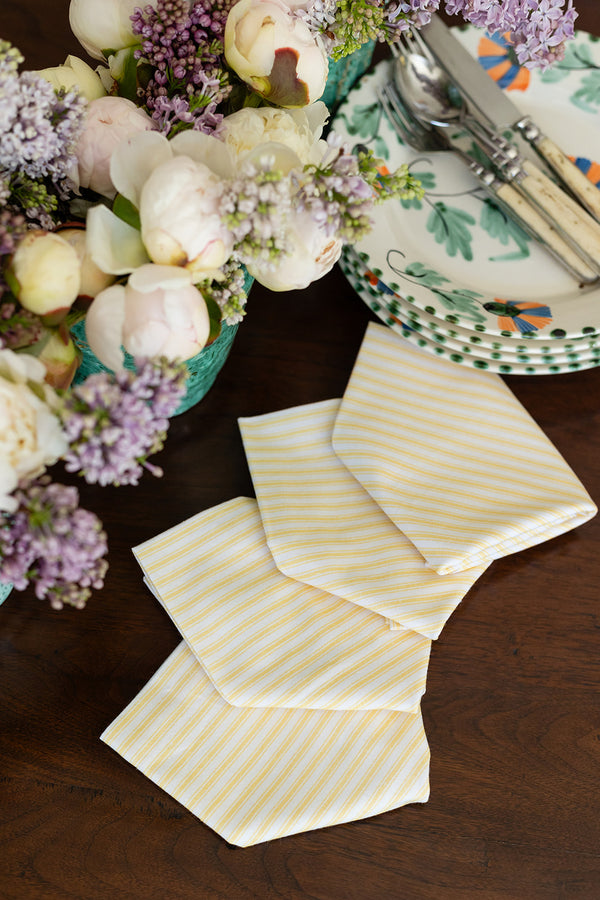 Buttercup Ticking Stripe Dinner Napkins