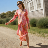 Chloe Caftan Cotton - Sunset Zigzag