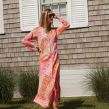 Chloe Caftan Cotton - Sunset Zigzag