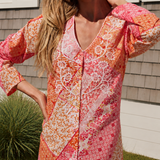 Chloe Caftan Cotton - Sunset Zigzag