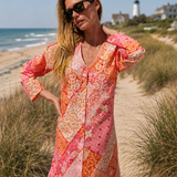 Chloe Caftan Cotton - Sunset Zigzag