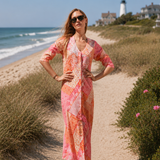 Chloe Caftan Cotton - Sunset Zigzag