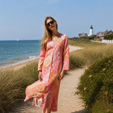 Chloe Caftan Cotton - Sunset Zigzag