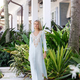 Chloe Caftan Dupioni - Pale Aqua
