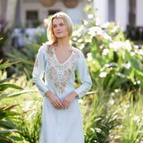 Chloe Caftan Dupioni - Pale Aqua