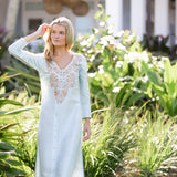 Chloe Caftan Dupioni - Pale Aqua