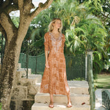 Chloe Caftan Printed - Mocha Bandana