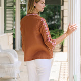 Dylan Tunic Top - Mocha with Shell Embroidery