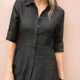 The JA Shirt Dress Dupioni - Noir
