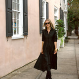The JA Shirt Dress Dupioni - Noir