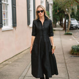 The JA Shirt Dress Dupioni - Noir