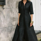 The JA Shirt Dress Dupioni - Noir