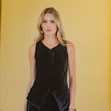 Tess Vest Velvet - Noir