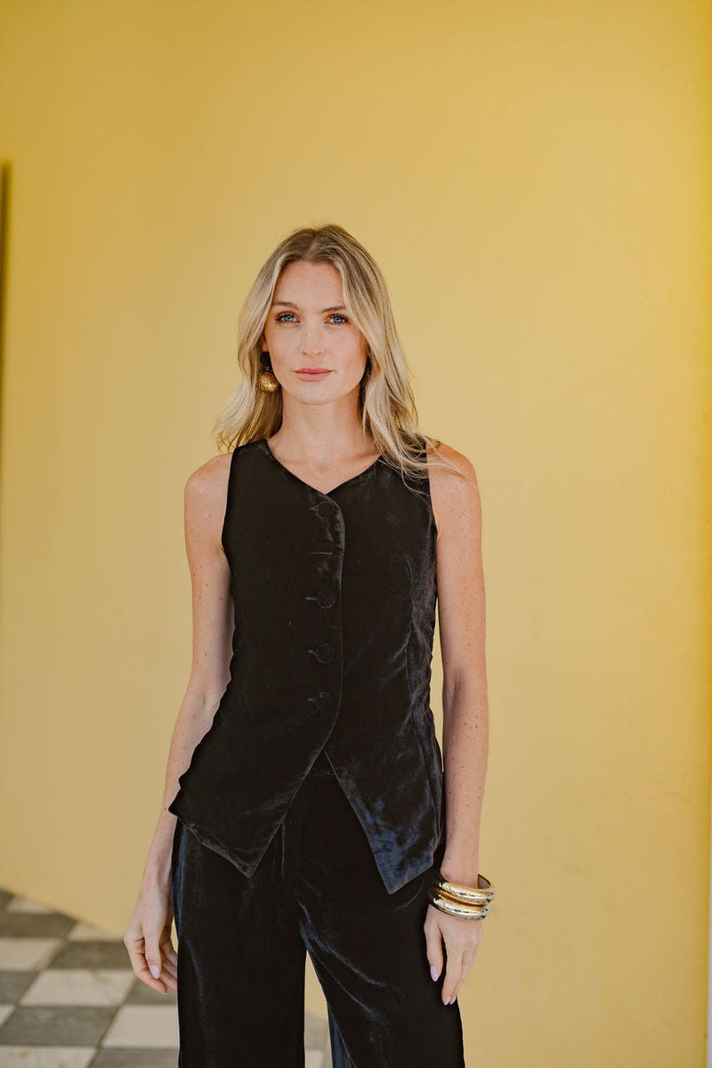 Tess Vest Velvet - Noir