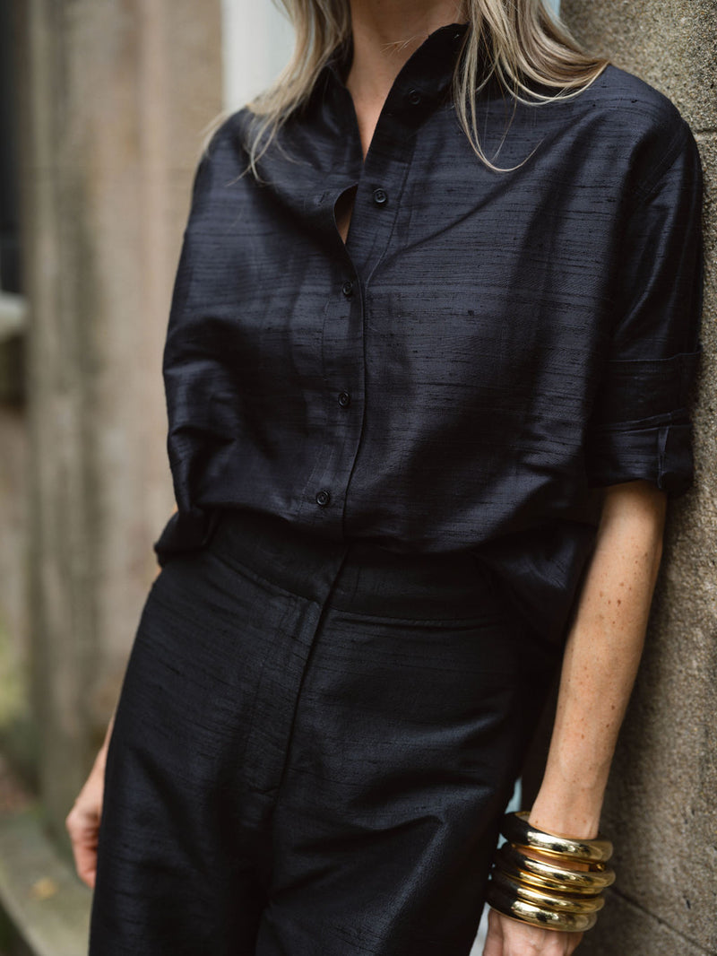 The Carolyn Shirt Dupioni - Noir