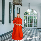 Liza Jacket Dupioni - Fiery Red