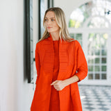 Liza Jacket Dupioni - Fiery Red