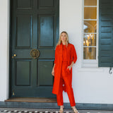 Liza Jacket Dupioni - Fiery Red