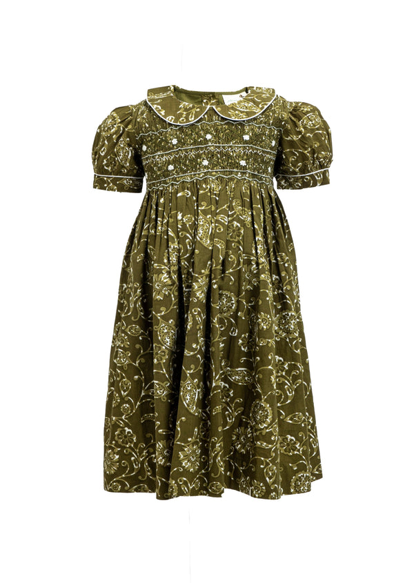 Olive Petunia Smocked Dress