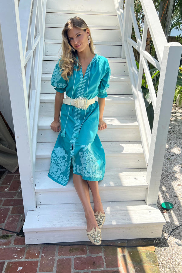 Short Sleeve Coatue Caftan - Sip Sip Blue