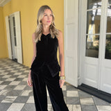 Tess Vest Velvet - Noir
