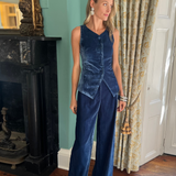 Julia Pant Velvet - Azure
