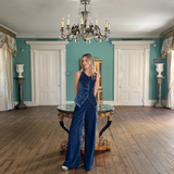 Julia Pant Velvet - Azure