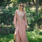 Chloe Caftan Cotton - Rust Petit Paisley