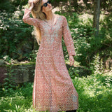 Chloe Caftan Cotton - Rust Petit Paisley