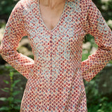 Chloe Caftan Cotton - Rust Petit Paisley